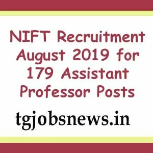 NIFT Recruitment August 2019 for 179 Assistant Professor Posts